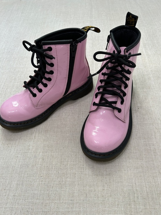 Dr. Martens Other - Doc Martens Boots Girls Size 1 Patent Leather Pink Moto Lace Up Girly